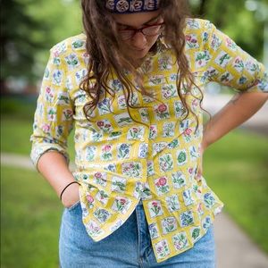Garden print floral button down